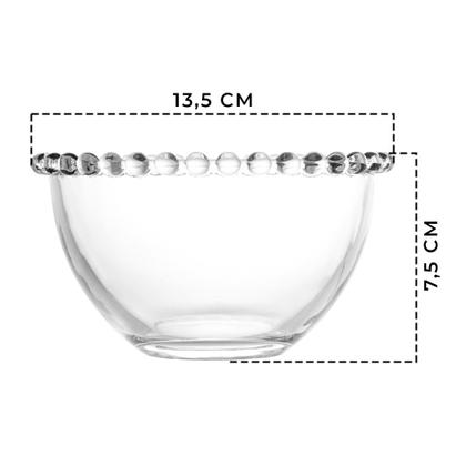 Imagem de Kit De Bowls Tigelas De Cristal Pearl 14cm Com Saladeira Grande 21cm