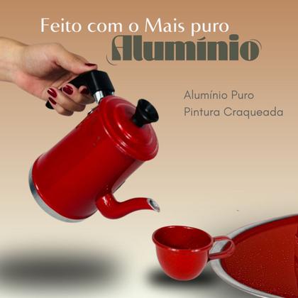 Imagem de Kit de Bule e Xícaras para Chá e Café Alumínio Colorido 8 Peças