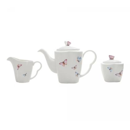 Imagem de KIT de Bules Para Café e Chá em Porcelana Linha Borboleta Wolff Mesa Posta Premium