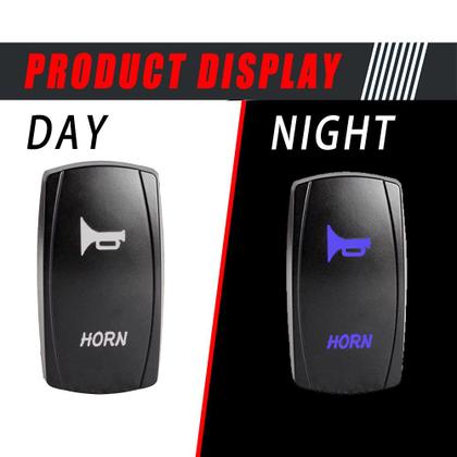 Imagem de Kit de buzina UTV universal de 12 V com interruptor basculante azul Polaris, etc