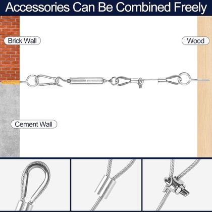 Imagem de Kit de cabos de aço inoxidável phepetroll 1/8 66 pés com esticadores M5