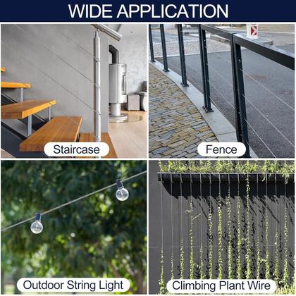 Imagem de Kit de cabos de aço inoxidável phepetroll 1/8 66 pés com esticadores M5