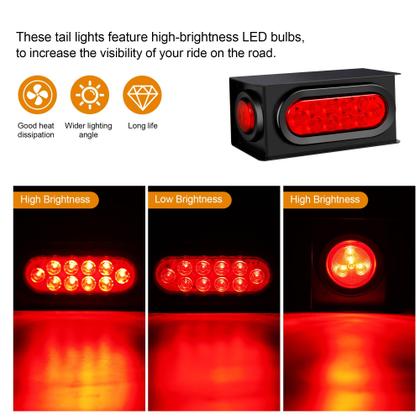 Imagem de Kit de caixa de luz de trailer RUNHWEE com 6 luzes traseiras ovais vermelhas de 10 LED