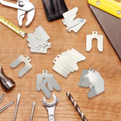 Imagem de Kit de calços com fenda de aço inoxidável Shimeyao, 10x4", tamanho C, 130 unidades