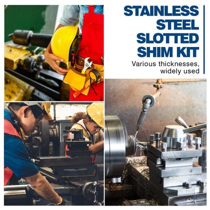 Imagem de Kit de calços com fenda de aço inoxidável Shimeyao, 10x4", tamanho C, 130 unidades