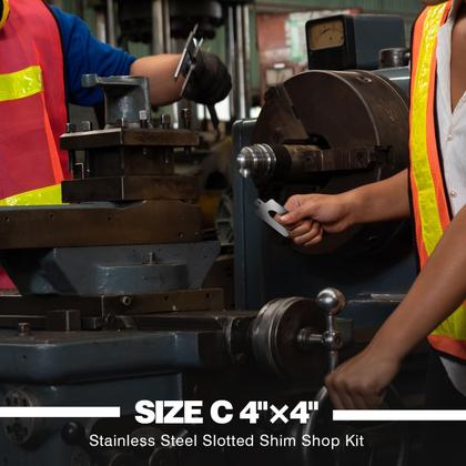 Imagem de Kit de calços com fenda de aço inoxidável Shimeyao, 10x4", tamanho C, 130 unidades