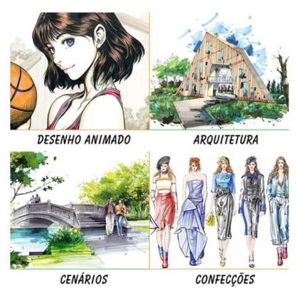 Imagem de Kit de Canetas para Esboço  24 Cores Ponta Dupla para Ilustrações
