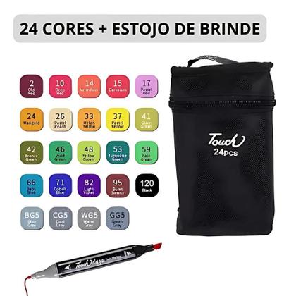 Imagem de Kit de Canetas para Esboço  24 Cores Ponta Dupla para Ilustrações
