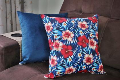 Imagem de Kit de Capa de Almofada 4 Peças Decoração Luxo Jacquard e Suede 45cm x 45cm com Zíper Estampadas e Lisas