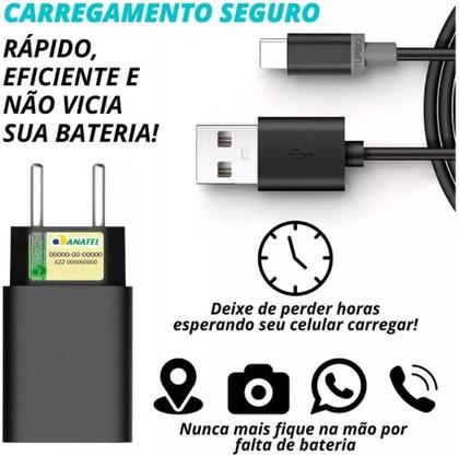 Imagem de Kit de Carregador Turbo Android Power 30W 4.0, Entrada Tipo C + Cabo USB Tipo C 1m, Carregador de Parede Universal Premium