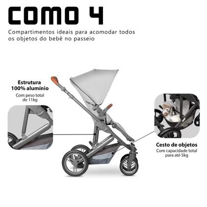 Imagem de Kit de Carrinho - Como 4 + Moisés + Bebê Conforto Risus + Bolsa + Adaptador Woven Grey (0-15kg) - ABC Design