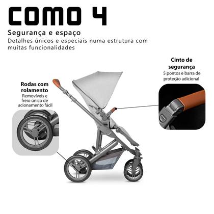 Imagem de Kit de Carrinho - Como 4 + Moisés + Bebê Conforto Risus + Bolsa + Adaptador Woven Grey (0-15kg) - ABC Design