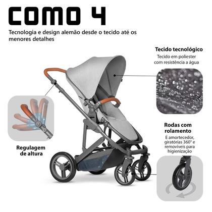Imagem de Kit de Carrinho - Como 4 + Moisés + Bebê Conforto Risus + Bolsa + Adaptador Woven Grey (0-15kg) - ABC Design