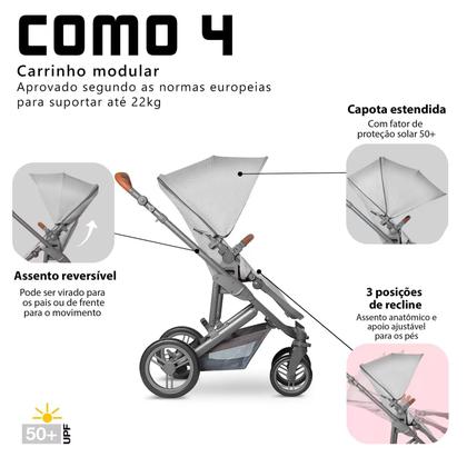 Imagem de Kit de Carrinho - Como 4 + Moisés + Bebê Conforto Risus + Bolsa + Adaptador Woven Grey (0-15kg) - ABC Design