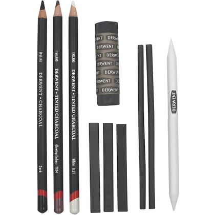 Imagem de Kit de Carvão com 10 Peças Derwent Charcoal Set