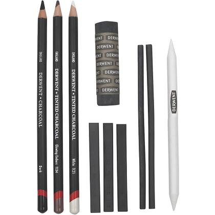 Imagem de Kit de Carvão com 10 Peças Derwent Charcoal Set