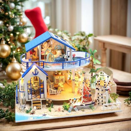 Imagem de Kit de casa em miniatura RHZN Mini Beach House para adulto com LED
