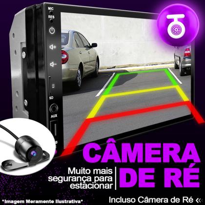 Imagem de Kit de central Multimidia com espelhamento ios android + Moldura de 7 Polegadas+ Camera de ré