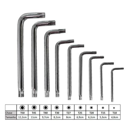 Imagem de Kit De Chaves Allen P + Torx P Tipo L Profissional Com 18 Pç