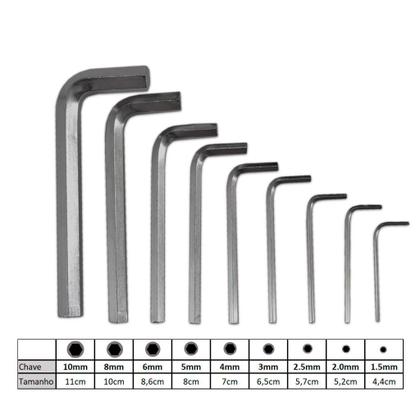 Imagem de Kit De Chaves Allen P + Torx P Tipo L Profissional Com 18 Pç