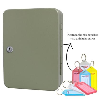 Imagem de Kit De Claviculario Porta Chaves Com 48 Peças + 50 Chaveiros Sortidos 6cm