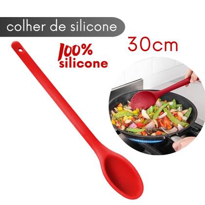 Imagem de Kit de Colher de Silicone para Refogar 30cm Cabo Longo Não Derrete Super Resistente