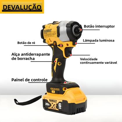 Imagem de Kit De Combinação De Furadeira De Impacto E Parafusadeira Elétrica Com Motor Brushless De Lítio