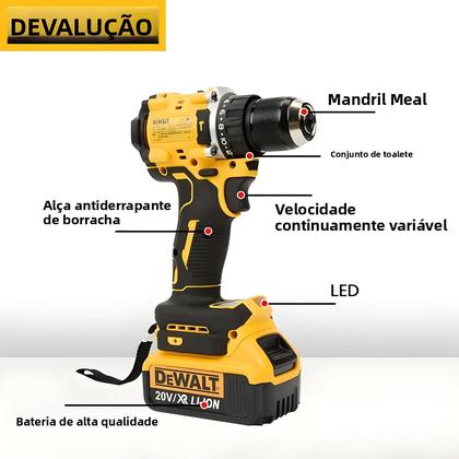 Imagem de Kit De Combinação De Furadeira De Impacto E Parafusadeira Elétrica Com Motor Brushless De Lítio