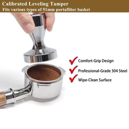 Imagem de Kit de Compactador para Espresso JOEZEST 51 mm em Aço Inoxidável