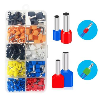 Imagem de Kit De Conectores De Cabos De Fiação Rápida Com Terminais Tubulares VE Isolados Tipo Tubo Em Caixa
