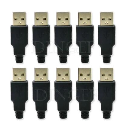 Imagem de Kit De Conectores USB Tipo a Macho E Fêmea De 4 Pinos Com 10 Peças E Tampa Plástica Preta Para DIY
