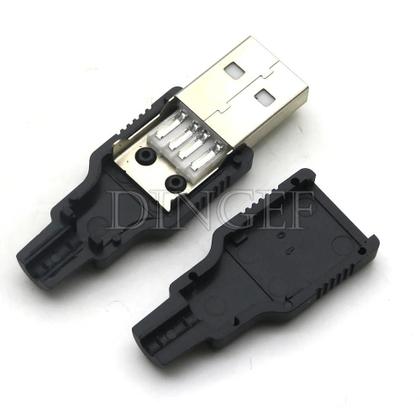 Imagem de Kit De Conectores USB Tipo a Macho E Fêmea De 4 Pinos Com 10 Peças E Tampa Plástica Preta Para DIY
