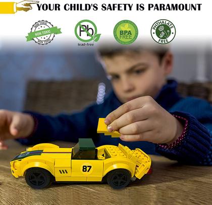 Imagem de Kit de construção de carros esportivos da cidade, brinquedos de blocos de construção de supercarros, modelos colecionáveis de carros e presente de construção STEM para crianças, meninos, meninas, 6+ (106 unidades)