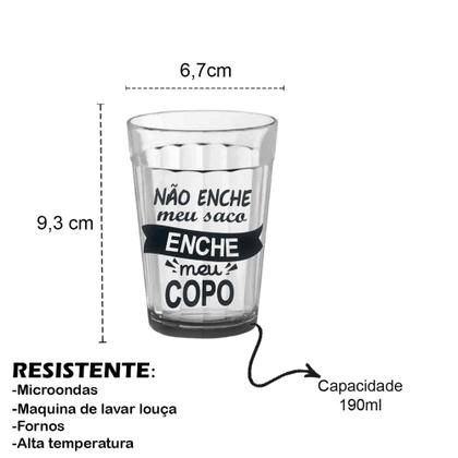Imagem de Kit De Copo Americano 10 Unidades De Vidro Com Frases Decoradas 190ml