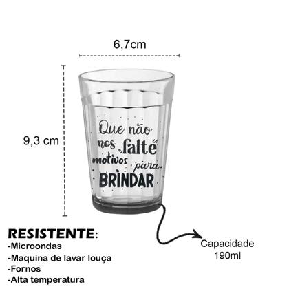 Imagem de Kit De Copo Americano 10 Unidades De Vidro Com Frases Decoradas 190ml