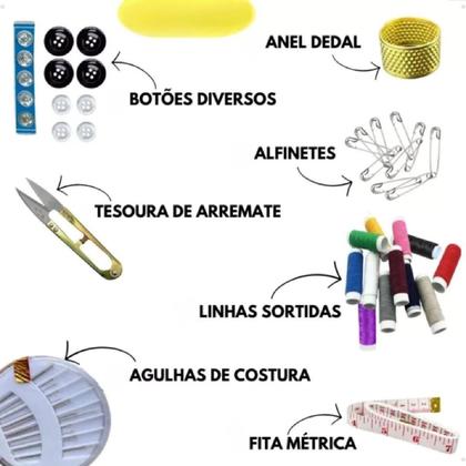Imagem de Kit De Costura 50 Peças Completo Linhas e Agulhas Para Reparo