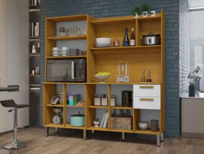 Imagem de Kit de Cozinha 10 Portas 2 Gavetas - Jean - CHF Móveis - Cinamomo/Branco