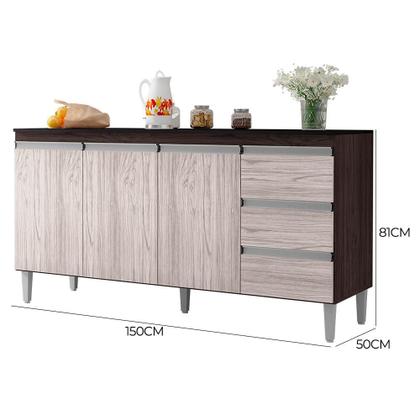 Imagem de Kit de Cozinha Andréia Balcão 150cm com Tampo MDP e Aéreo - AJL Móveis