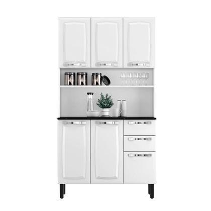Imagem de Kit de Cozinha Compacta Branco em Aço 6 Portas 2 Gavetas Pratika