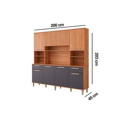 Imagem de Kit de Cozinha Compacta Livia 8 Portas 2 Gavetas e 6 Nichos Cinamomo/Off White - MGM