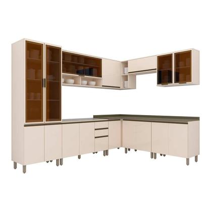 Imagem de Kit de Cozinha Completa 12 Peças Connect 1 (4Aéreos+4Balcões+1Paneleiro+3Complementos) C5P92 Off White - Henn