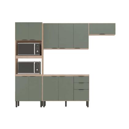 Imagem de Kit de Cozinha Completa 4 Peças Firenze (2 Aéreos + 1 Balcão + 1 Paneleiro) FMT004 Avena/Grafito - Demóbile