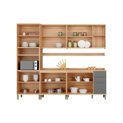 Imagem de Kit de Cozinha Completa 7 Peças Sauvignon (2Aéreos+2Balcões+1TorreQuente+2Complementos) C7P93 Amendoa/Grafite - Ronipa