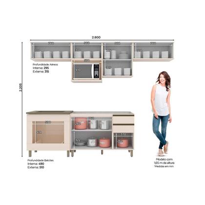 Imagem de Kit de Cozinha Completa 8 Peças Connect (5Aéreos+2Balcões+1Complemento) C5P79 Off White - Henn