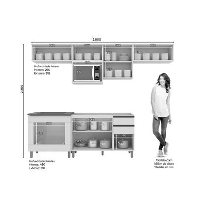 Imagem de Kit de Cozinha Completa 8 Peças Connect (5Aéreos+2Balcões+1Complemento) C6P11 Duna/Cristal - Henn