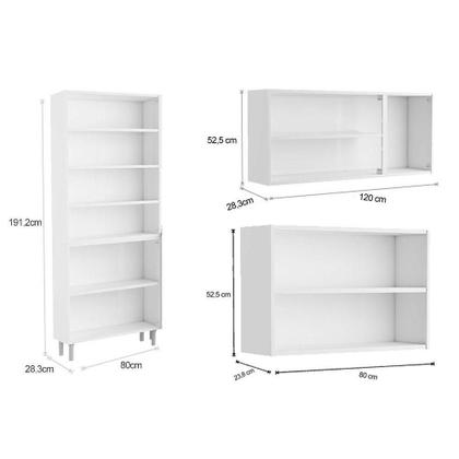 Imagem de Kit de Cozinha Modulada 3 Peças Evidence (2 Armários + 1 Paneleiro) CPT53 Branco - Bertolini