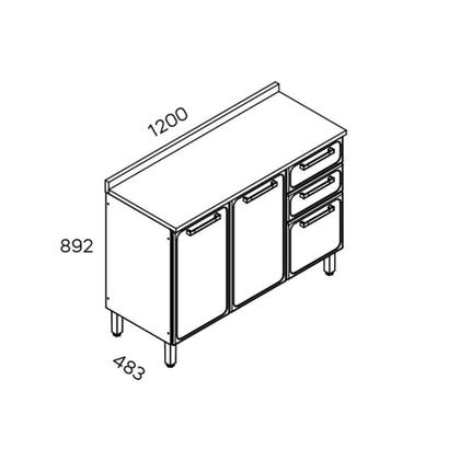 Imagem de Kit de Cozinha Modulada 4 Peças Estilo  (2 Armários + 1 Balcão + 1 Paneleiro) C4P97 Cinza/Grafite - Bertolini