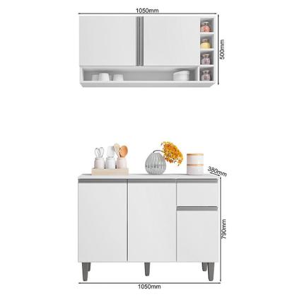 Imagem de Kit de Cozinha Vanessa Balcão com Tampo MDP e Aéreo - AJL Móveis