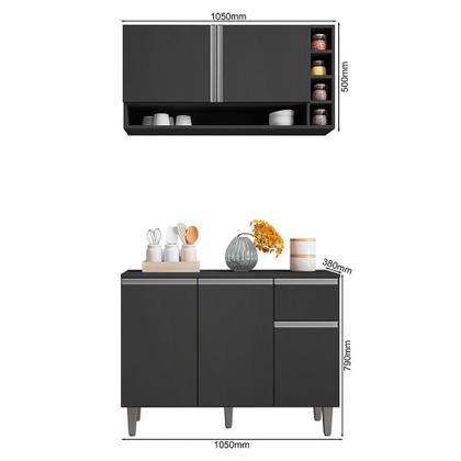 Imagem de Kit de Cozinha Vanessa Balcão com Tampo MDP e Aéreo - AJL Móveis