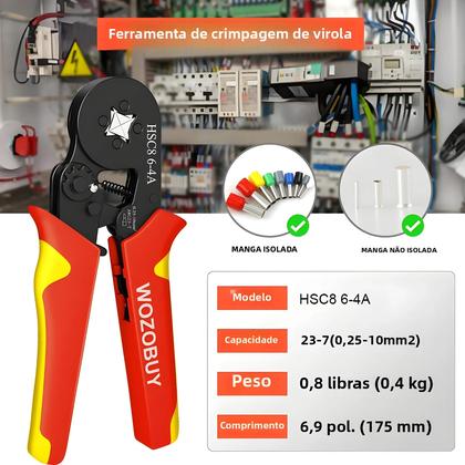 Imagem de Kit De Crimpagem De Terminais Tubulares 0.08-16mm² HSC8 Alicates De Crimpagem Elétrica Conjuntos De